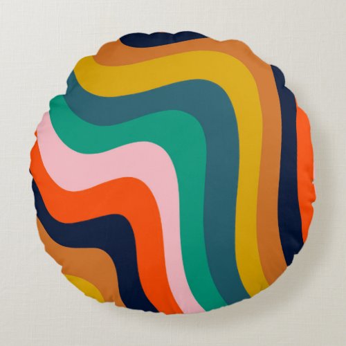 Retro modern swirl background  round pillow