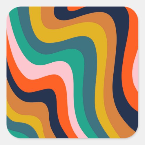 Retro modern swirl background square sticker