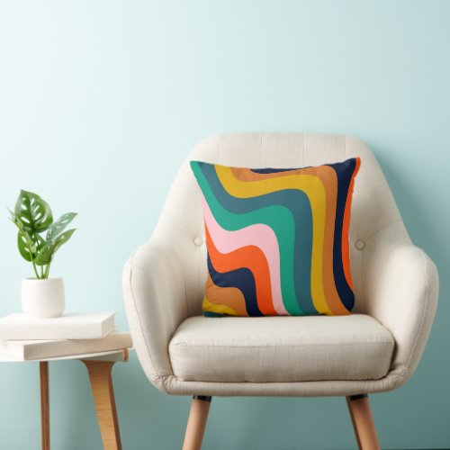 Retro modern swirl background throw pillow