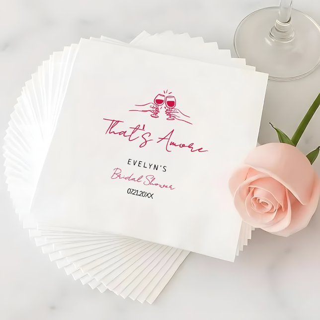 Retro Modern That's Amore Bridal Shower Party Napkins (Creator Uploaded)