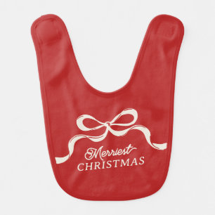 Retro Modern Trendy Red Little Bows  Baby Bib