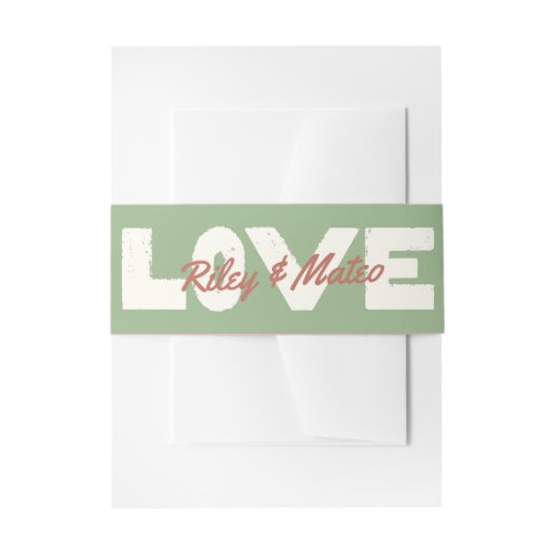 Retro Modern Type Bold Earth Tones Wedding Invitation Belly Band