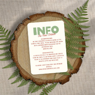 Retro Modern Type Bold Funky Earth Tones Wedding Enclosure Card