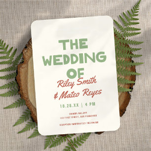Retro Modern Type Bold Funky Earth Tones Wedding Invitation