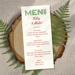 Retro Modern Type Bold Funky Earth Tones Wedding Menu
