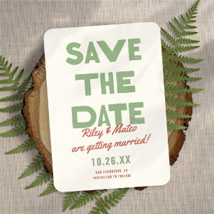 Retro Modern Type Bold Funky Earth Tones Wedding Save The Date