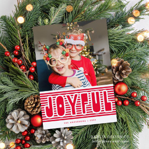 Retro Modern Type + Bold Stripes Holiday Letterpress Photo Cards