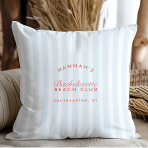 Retro Modern Vintage Blue Bachelorette Throw Pillow