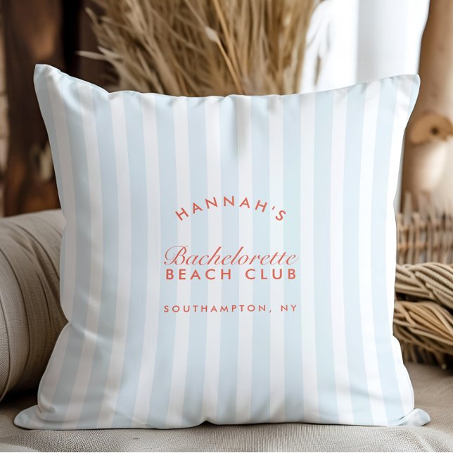 Retro Modern Vintage Blue Bachelorette Throw Pillow (Retro Modern Vintage Blue Bachelorette Throw Pillow)