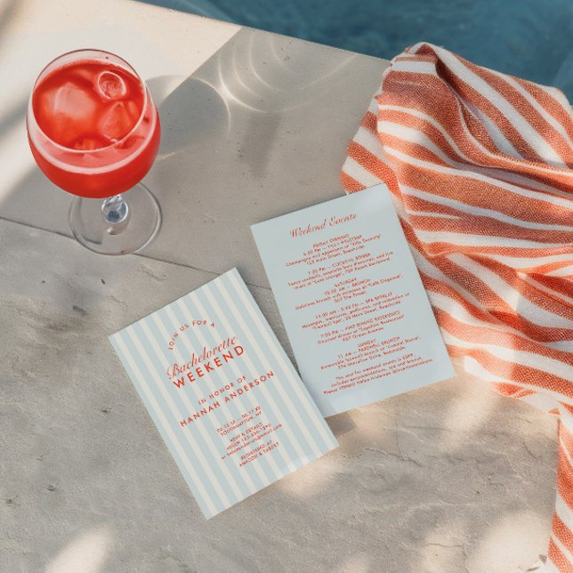 Retro Modern Vintage Blue Bachelorette Weekend Invitation (Retro Modern Vintage Blue Bachelorette Weekend Invitation)