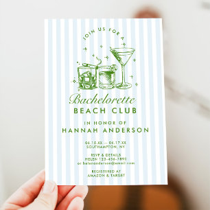 Retro Modern Vintage Blue Bachelorette Weekend Invitation