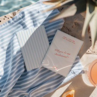 Retro Modern Vintage Blue Bridesmaid Proposal Card