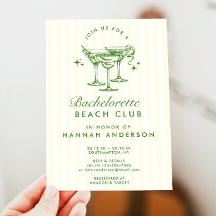 Retro Modern Vintage Green Bachelorette Weekend Invitation