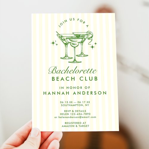 Retro Modern Vintage Green Bachelorette Weekend Invitation