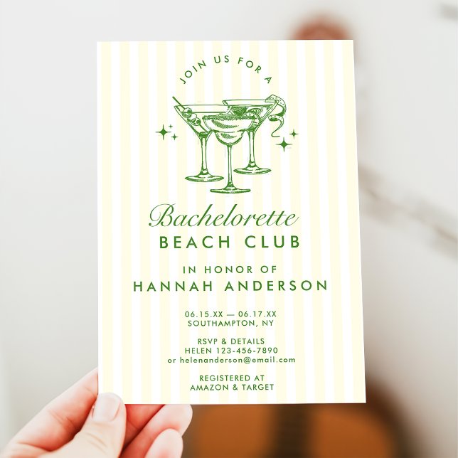 Retro Modern Vintage Green Bachelorette Weekend Invitation (Creator Uploaded)