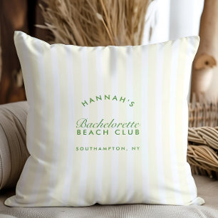 Retro Modern Vintage Green & Yellow Bachelorette Throw Pillow
