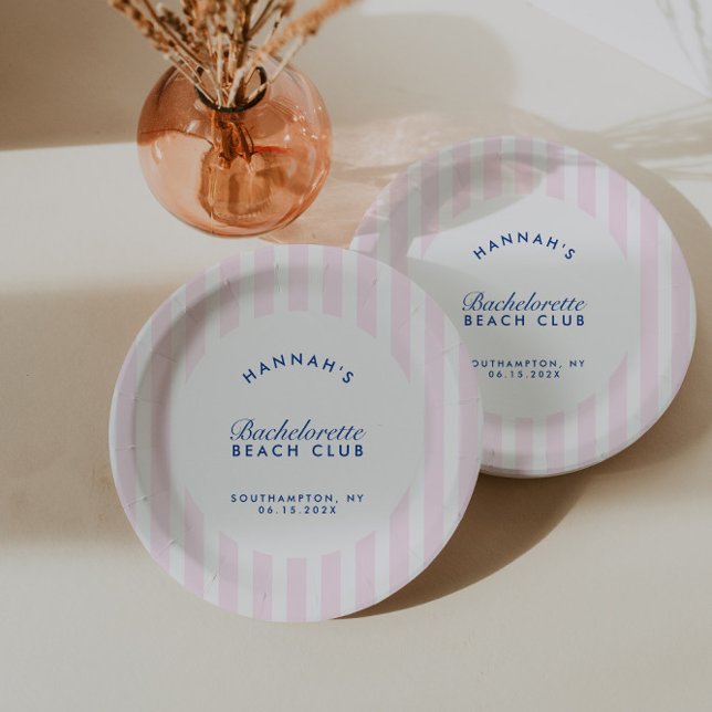 Retro Modern Vintage Navy & Pink Bachelorette Paper Plates (Retro Modern Vintage Navy & Pink Bachelorette Paper Plates)