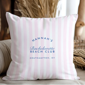 Retro Modern Vintage Pink & Navy Blue Bachelorette Throw Pillow