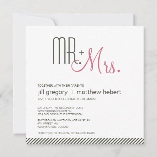 Retro Modern Wedding Custom Invite