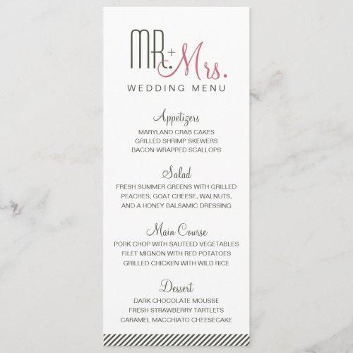 Retro Modern Wedding Menu