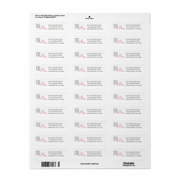 Retro Modern Wedding Return Address Labels