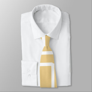 Retro Modern White Rectangles On Camel Neck Tie