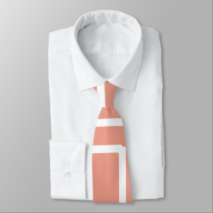 Retro Modern White Rectangles On Coral Neck Tie