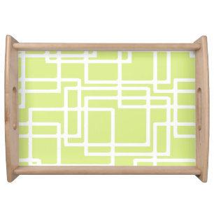 Retro Modern White Rectangles On Pale Grape Serving Tray