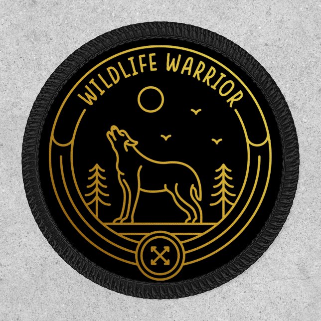 Retro Modern Wildlife Warrior Wolf Patch (Front)