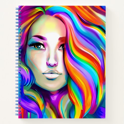 Retro Modern Woman with Rainbow Hair Journal 