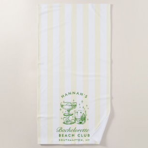 Retro Modern Yellow & Green Bachelorette Weekend Beach Towel