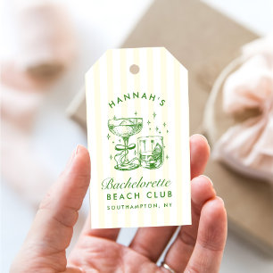 Retro Modern Yellow & Green Bachelorette Weekend Gift Tags