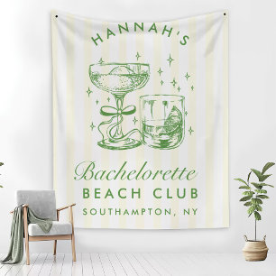 Retro Modern Yellow & Green Bachelorette Weekend Tapestry