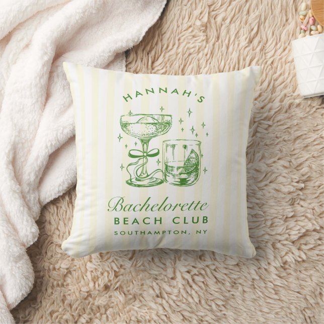Retro Modern Yellow & Green Bachelorette Weekend Throw Pillow (Blanket)