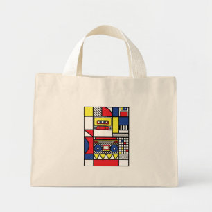 Retro Modernist Bauhaus Boombox Geometric Pop Art Mini Tote Bag