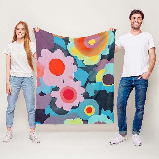 Retro Modflowers Fleece Blanket (In Situ)