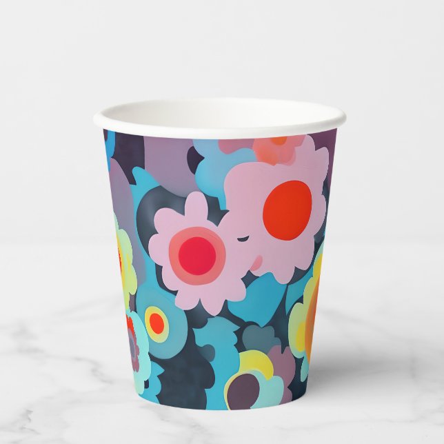 Retro Modflowers Paper Cups (Front)