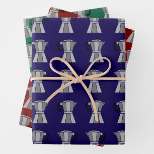 Retro Moka Pot Coffee Maker Wrapping Paper Sheets