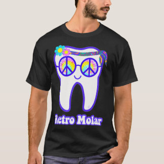 Retro molar tooth hippie peace dental hygienist de T-Shirt