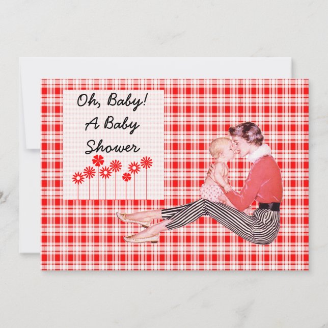 Retro Mom and Baby Shower Invitation (Front)