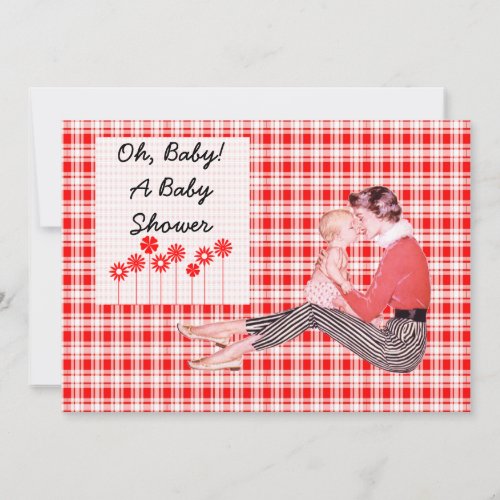 Retro Mom and Baby Shower Personalized Invitation