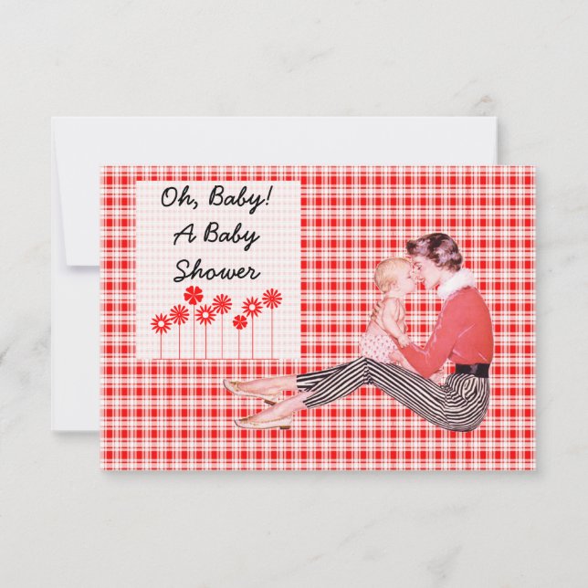 Retro Mom and Baby Shower V2 Invitation (Front)