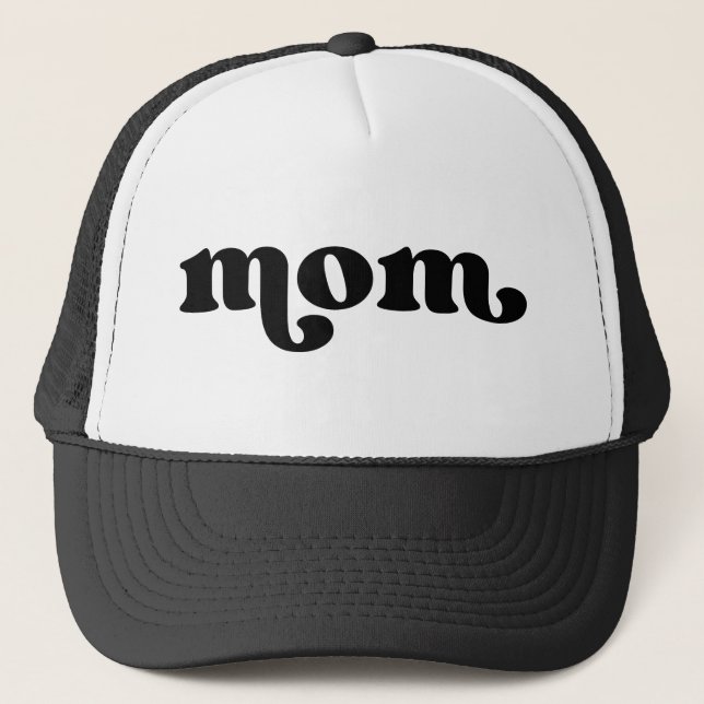 Retro Mom Black and White Trucker Hat (Front)