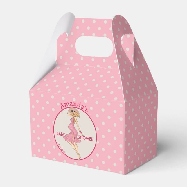 Retro Mom Blonde 2 Baby Shower Party Favor Boxes (Front Side)