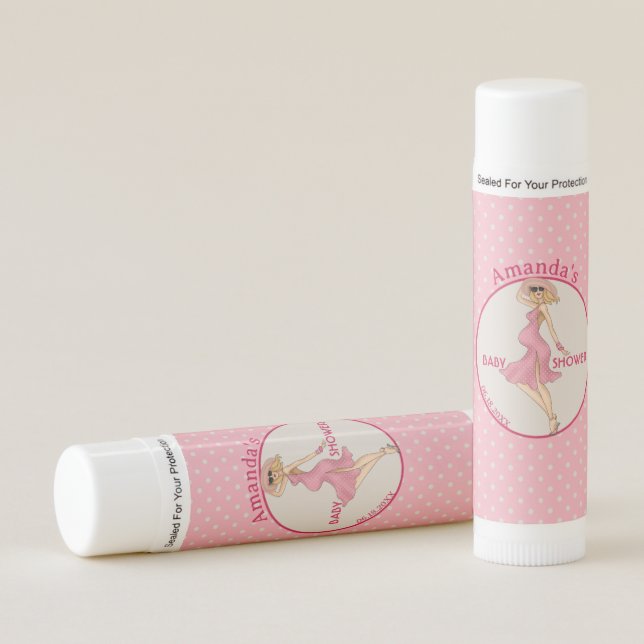 Retro Mom Blonde 2 Baby Shower Party Lip Balm (Front)