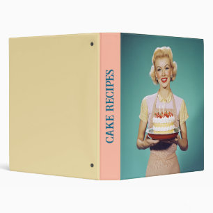 Retro Mom Holding a Celebration Cake 3 Ring Binder