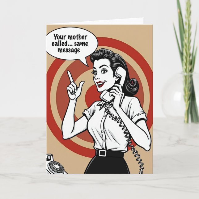 Retro Mom Phone Call Card (Front)