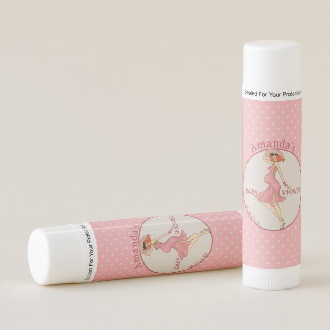 Retro Mom Redhead 2 Baby Shower Party Lip Balm (Front)
