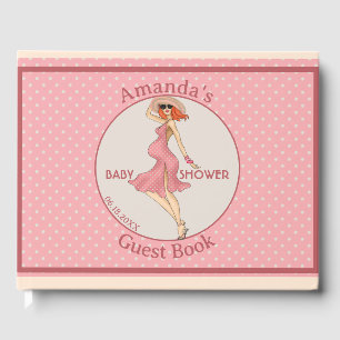 Retro Mom Redhead Baby Shower Party Guest Book