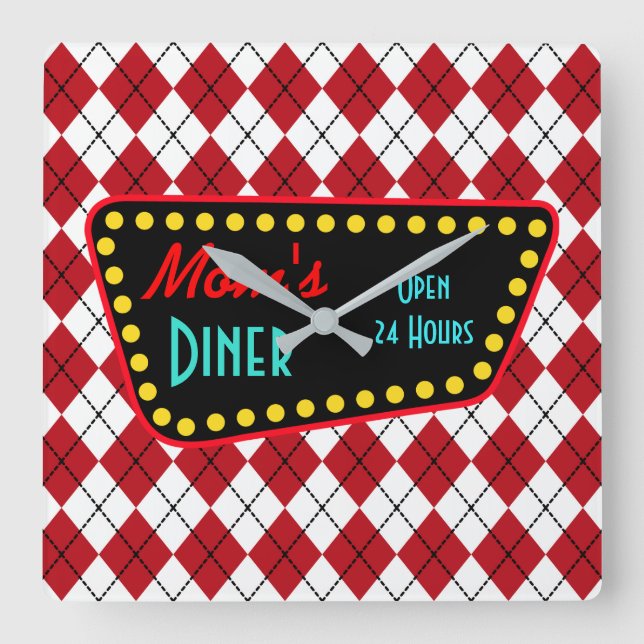 Retro Mom’s Diner Wall Clock  (Front)
